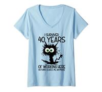 Womens I Survived 40 Years Of Working Here Nothing Scares Me V-Neck T-Shirt