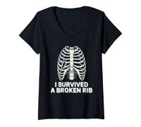 Women's I Survived A Broken Rib Recovery Survivor V-Neck T-Shirt