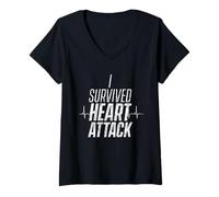 Women's I Survived a Heart Attack Survivor Infarct Hearts Surgery V-Neck T-Shirt