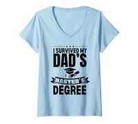 Women's I Survived My Dad's Masters Degree Funny MBA V-Neck T-Shirt