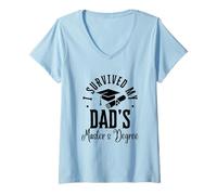 Women's I Survived My Dad's Masters Degree Funny MBA V-Neck T-Shirt