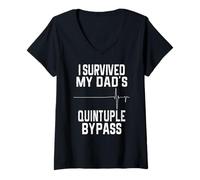 Women's I Survived My Dad's Quintuple Bypass V-Neck T-Shirt