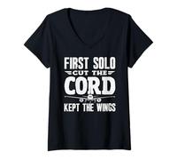 Womens I Survived My First Solo Flight Aviation V-Neck T-Shirt