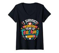 Women's I Survived My First Year of Teaching V-Neck T-Shirt