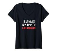 Womens I Survived My Trip to Los Angeles T-Shirt Simple City V-Neck T-Shirt