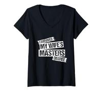 Women's I Survived My Wife's Masters Degree Wife's Master's Degree V-Neck T-Shirt