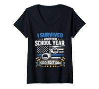 Women's I Survived School Year SRO School Resource Officer V-Neck T-Shirt