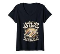 Women's I Survived Tax Season Lousy Sleep Schedule 2024 V-Neck T-Shirt