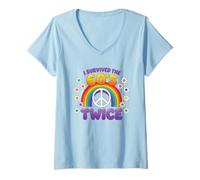 Women's I Survived The 60s Twice Sixties 70th 70s Year Old Birthday V-Neck T-Shirt