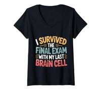 Womens I Survived The Final Exam with My Last Brain Cell - V-Neck T-Shirt