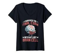 Womens I Survived The Final Exam with My Last Brain Cell - V-Neck T-Shirt