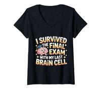 Womens I Survived The Final Exam with My Last Brain Cell - V-Neck T-Shirt