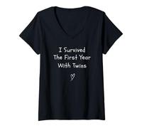 Womens I Survived The First Year With Twins V-Neck T-Shirt