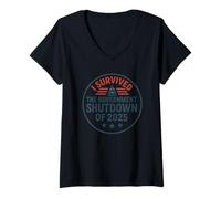 Womens I Survived The Government Shutdown of 2025 V-Neck T-Shirt