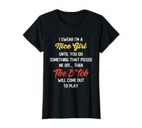 Womens I Swear I'm a Nice Girl Funny Sarcastic Sassy Unapologetic Value Graphic T-Shirt