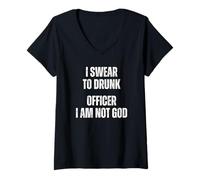 Women's I Swear to Drunk Officer I Am Not God V-Neck T-Shirt