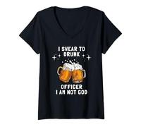 Women's I Swear to Drunk Officer I Am Not God V-Neck T-Shirt