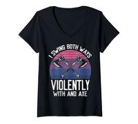 Womens I Swing Both Ways Violently With And Axe LGBT Pride V-Neck T-Shirt