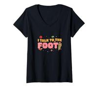 Womens I Talk to The Foot Funny Reflexology for A Reflexologist V-Neck T-Shirt