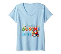 Women's I Teach AU-Some Kids Autism Teacher Support V-Neck T-Shirt