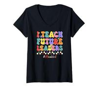 Womens I Teach Future Leaders Kids Education Headstart Teacher V-Neck T-Shirt