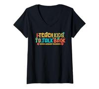 Women's I Teach Kids to Talk Back SLP Speech Language Pathologist V-Neck T-Shirt