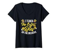 Womens I Teach The Cutest Bees In The Beehive Design V-Neck T-Shirt