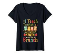 Women's I Teach The Cutest Owls On The Branch Bird Lover V-Neck T-Shirt