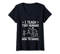 Womens I Teach Tiny Humans How to Dance - Ballet Dance Teacher V-Neck T-Shirt