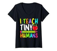 Womens I Teach Tiny Humans V-Neck T-Shirt