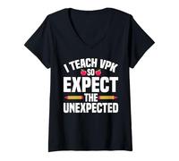 Women's I Teach VPK So Expect The Unexpected V-Neck T-Shirt