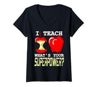 Womens I Teach What's Your Superpower Empowerment for Teachers V-Neck T-Shirt