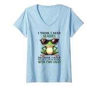 Womens I Think I Need Glasses Because I Keep Seeing a lot of People V-Neck T-Shirt