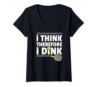 Womens I Think Therefore I Dink Pickleball V-Neck T-Shirt