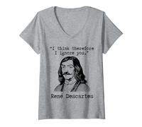 Women's I Think Therefore I Ignore You - René Descartes Sarcastic V-Neck T-Shirt
