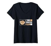 Womens I Think Therefore I Slaw Funny Coleslaw Salad Cole Slaw Fans V-Neck T-Shirt