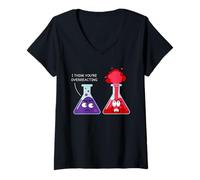 Womens I Think You're Overreacting Funny Nerd Science Chemistry V-Neck T-Shirt