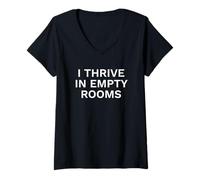 Women's I Thrive in Empty Rooms Introvert Statement V-Neck T-Shirt