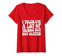 Womens I Tolerate a Lot of Things but Not Gluten f Celiac Disease V-Neck T-Shirt