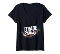 Womens I Trade Stonks Meme Market Investor -- V-Neck T-Shirt