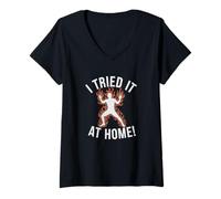 Womens I Tried it at, Home Funny Stuntman Sarcastic V-Neck T-Shirt