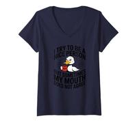 Womens I Try to Be A Nice Person But Sometimes My Mouth Does Not V-Neck T-Shirt