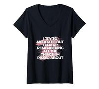 Women's I Try to Meditate, but I end up Remembering V-Neck T-Shirt