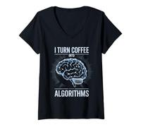 Women's I Turn Coffee Into Algorithms Data Scientists V-Neck T-Shirt