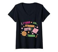 Women's I Turn Strings Into Things V-Neck T-Shirt