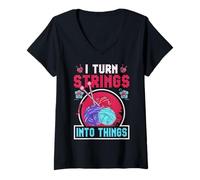 Women's I Turn Strings Into Things V-Neck T-Shirt
