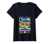 Women's I Turn Strings Into Things What is Your Crochet Knitting V-Neck T-Shirt