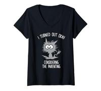Womens I Turned Out Okay Considering The Parenting V-Neck T-Shirt