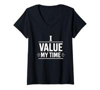 Women's I Value My Time Personal Boundaries Mindset Design V-Neck T-Shirt