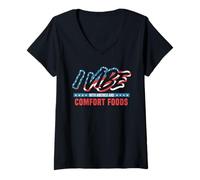 Womens I Vibe with America and Comfort Foods Funny Patriotic V-Neck T-Shirt